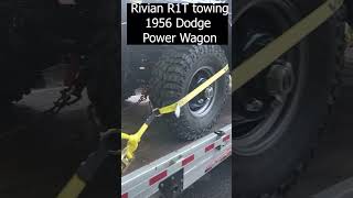 Rivian R1T towing the 1956 Dodge Power Wagon [upl. by Anivahs927]