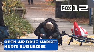 Openair drug market in downtown Portland hurting local businesses [upl. by Klos803]