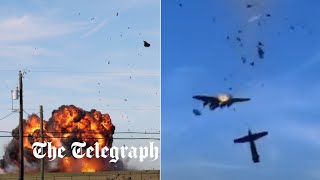 Moment two planes collide midair during Dallas air show [upl. by Rosabel]