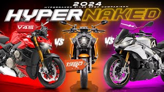 The Ultimate Hypernaked Showdown ┃ Streetfighter V4S vs Superduke 1390 R Evo vs Tuono V4 Factory [upl. by Satsok]