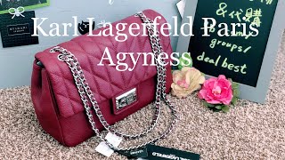 Karl Lagerfeld Paris ☜UNBOXING☞ Agyness Quilted Leather Shoulder Bag  Red [upl. by Enneiluj]