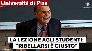 La lezione di Bersani agli studenti “Ribellarsi è giusto o diventiamo l’Ungheria” [upl. by Hsekin493]