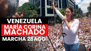 VENEZUELA  Marcha de María Corina Machado y Edmundo González en Caracas 28 de agosto [upl. by Htenay392]