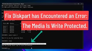 Fix Diskpart has encountered on error The media is Write Protected Error [upl. by Kauslick1]