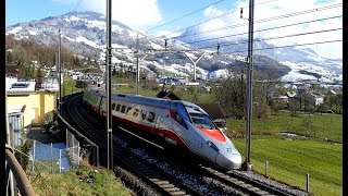 Schöne Aussicht  Steinerberg  Züge auf der GotthardbahnWinter 2017 [upl. by Spragens18]