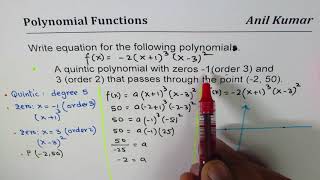 Write Quintic Polynomial with zeros at 1 and 3 of order 3 and 2 passing through a point [upl. by Draw]