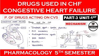 Drugs Used in Congestive Heart Failure  CHF  Part3 Unit1  pharmacology 5th sem [upl. by Einhpad267]