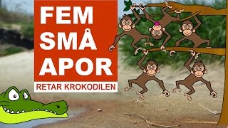 Fem små apor retar krokodilen  Barnsånger på svenska [upl. by Peck98]