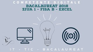 Bacalaureat 2018  Competente Digitale  Ziua 1  Fisa B  Excel [upl. by Lehsreh]