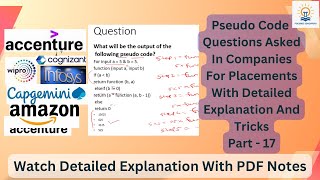 Pseudo Code For Infosys Capgemini Accenture Part 17 itjobs pseudocode interviewquestions [upl. by Llerrut]