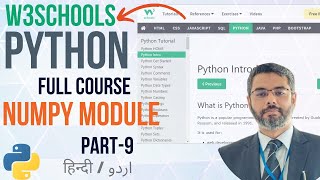 W3Schools Python Full Course Part9  Numpy Module in Python  Python NumPy basics [upl. by Henarat]