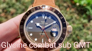 Glycine Combat Sub GMT ReviewGL0316 WITH SW3302 [upl. by Kinemod]