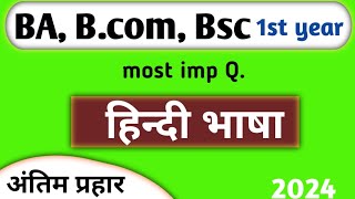 Ba bsc 1st year hindi important question 2024  hindi language imp questions [upl. by Tedmund]