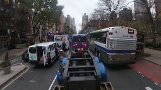 Large excavator transported through Manhattan Cat 335 navigating traffic on a lowboy [upl. by Aryan]