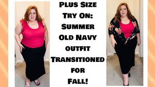 Plus Size Try On Summer Old Navy Outfit Transitioned for Fall [upl. by Acnalb]