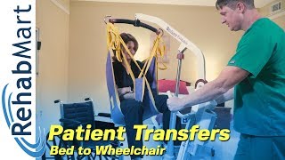 How to use a Hoyer Patient Lift to transfer a patient from the Bed to their Wheelchair [upl. by Ecirrehs94]