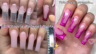 3D CHROME POLYGEL NAILS✨ 3D CHROME NAIL ART amp ABSTRACT NAIL DESIGN  Nail Tutorial [upl. by Schriever257]