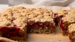 Raspberry Oatmeal Breakfast Bars Recipe [upl. by Oirad]