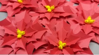 NO PATTERN POINSETTIA FLOWER MAKING  DIY CHRISTMAS ORNAMENTS [upl. by Llecrad]