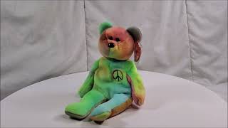 TY Beanie Baby Original Peace 1996 Tie Dye Bear Polyester NWT [upl. by Ahsatel]