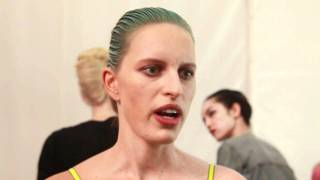 Interview with Karolina Kurkova New York Fashion Week SS 2012 [upl. by Vilma]