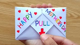 DIY  SURPRISE MESSAGE CARD FOR MOTHERS DAY  Pull Tab Origami Envelope Card  Mothers Day Card [upl. by Lerrad465]