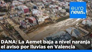 DANA La Aemet baja a nivel naranja el aviso por lluvias en Valencia y el oeste de Andalucía [upl. by Mildrid]