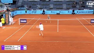 ŚWIĄTEK A RARE LOW ANGLE OF THE COURT CAPTURING HER INTENSITY  ROUND 3 MADRID OPEN APRIL 27 2024 [upl. by Nevart]