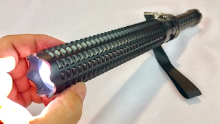 CREE LED Telescoping Extendable Tactical Baton Bat SelfDefense Strikelight Torch Flashlight review [upl. by Deery]