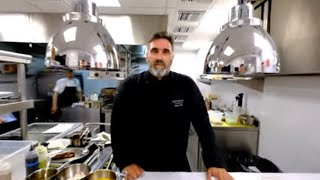 Chef Tasos Stefatos prepares Greek kleftiko lamb at Elements restaurant in Santorini Greece [upl. by Etnasa]