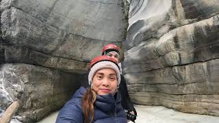 Beautiful Canyon and Frozen Falls at Maligne Canyon winter hike [upl. by Bartholomew]