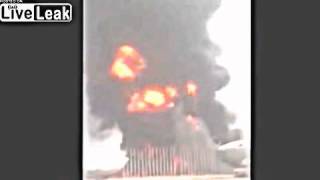 Afriqiyah Airways Airbus On Fire and Explodes After Militias Attack [upl. by Pinelli]