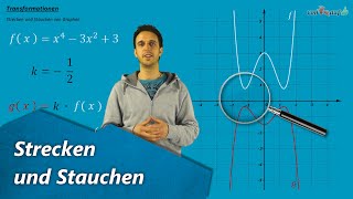 Graph strecken und stauchen  Funktionen  Streckfaktor mit Funktionsgleichung multiplizieren [upl. by Iharas]