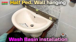 Half Pedestal Wash Basin Inastallation Mss Bangla Plumbing [upl. by Bergwall]