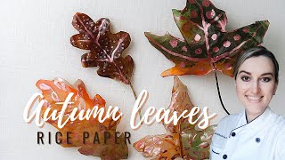 How to make RICE PAPER LEAVES or any shape you want  FREE TEMPLATE  Florea Cakes [upl. by Pepe]