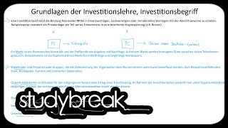 Grundlagen der Investitionslehre Investitionsbegriff  Investition und Finanzierung [upl. by Aibat116]