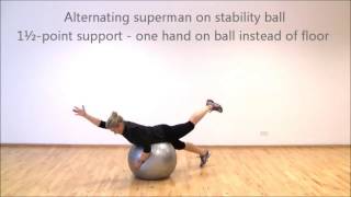 Alternating Superman Exercise on Stability Ball  5 levels  Marina Aagaard MFE [upl. by Lauhsoj]