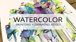 watercolor painting and drawing roses [upl. by Silyhp]