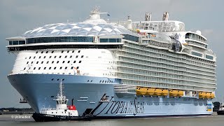 UTOPIA OF THE SEAS  the massive ship horn of the brand new Royal Caribbean cruise ship  4KVideo [upl. by Asihtal]