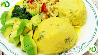 How to make the National Dish of Antigua and Barbuda Fungee amp Cod fish in coconut milk [upl. by Hillhouse250]