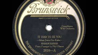 1924 Marion Harris  It Had To Be You [upl. by Dlared]