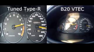 Honda Integra TypeR 230hp VS Honda Civic B20 VTEC 0250 kmh [upl. by Iroj]