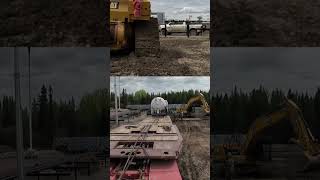 WINCH TRUCK UNLOADING BY CAT AND EXCAVATOR [upl. by Naillimixam]