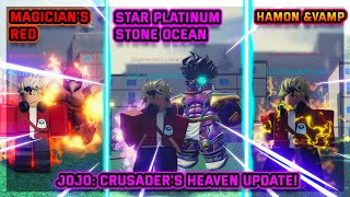 JOJO Crusaders Heaven Update  How to Get Star Platinum Stone Ocean spsoMagicians Red and Specs [upl. by Neil153]