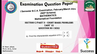 Q19b find the characteristic equation of matrix [upl. by Georglana]