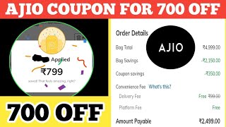 ajio coupon for 700 off  ajio coupon code  ajio sale [upl. by Annaerdna]