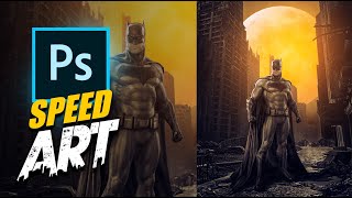 Batman Poster Design in Photoshop  Speed Art [upl. by Ennahtur]