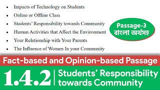 Students Responsibility Towards Community Passage Fact and Opinion  Class 9 English 142 [upl. by Kroo]