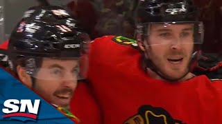 Blackhawks Taylor Raddysh Collects First Career Hat Trick vs Bruins [upl. by Kemp143]