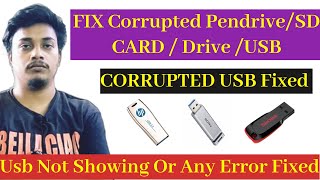 How To Fix Corrupted Pendrive Or Usb In English  Fix Corrupt Pendrive [upl. by Dewhirst972]